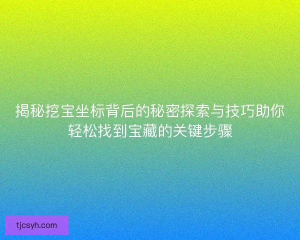揭秘挖宝坐标背后的秘密探索与技巧助你轻松找到宝藏的关键步骤