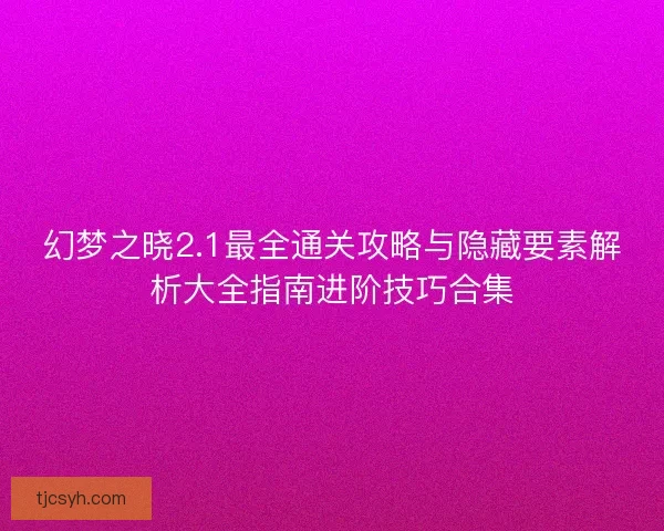 幻梦之晓2.1最全通关攻略与隐藏要素解析大全指南进阶技巧合集