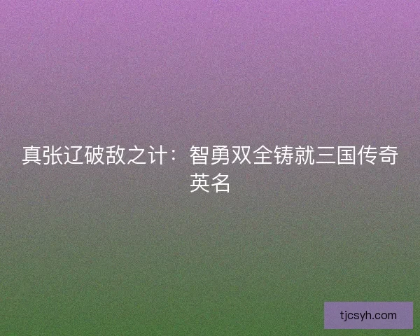 真张辽破敌之计：智勇双全铸就三国传奇英名